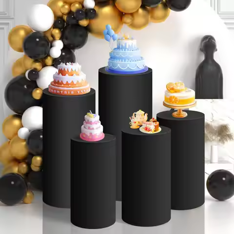 Cylinder Pedestal Stand Covers, Spandex Cylinder Stand Covers for Party, Wedding or Event Decor - On
