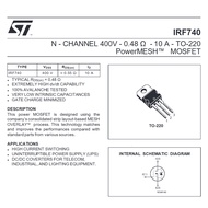 IRF740 IRF 740 N-CH MOSFET TO 400V 10A 0.48OHM TO-220