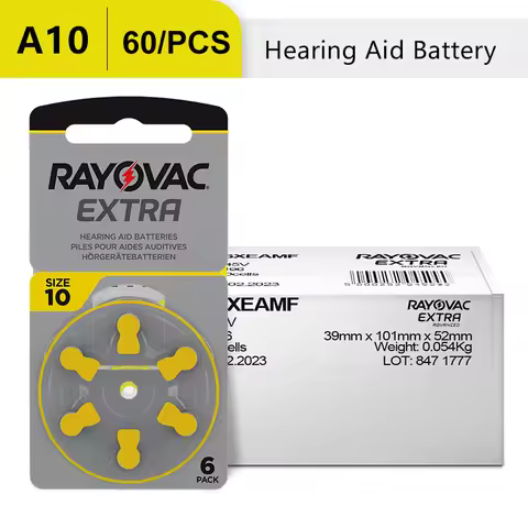 Hearing Aid Batteries A10 PR70 60PCS/10 Cards RAYOVAC EXTRA 10 A10 Zinc Air 1.45V High Performance B