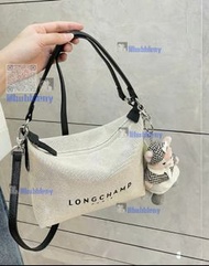 Longchamp 龍驤經典帆布豆腐包腋下單肩斜挎hobo