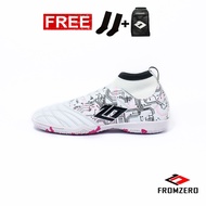 Fromzero - Sepatu Futsal Starkia 34 - 38 Baltic Booth Junior/Kids IN White Black Original