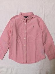 【低價出清】二手(女童)中國製Polo Ralph Lauren粉紅色繡彩馬牛津布襯衫-6Y
