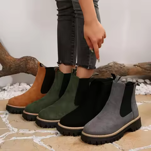 2025 Winter New Women's Boots Comfortable Thick soled Chelsea Boots Casual Comfortable Short leg Wom