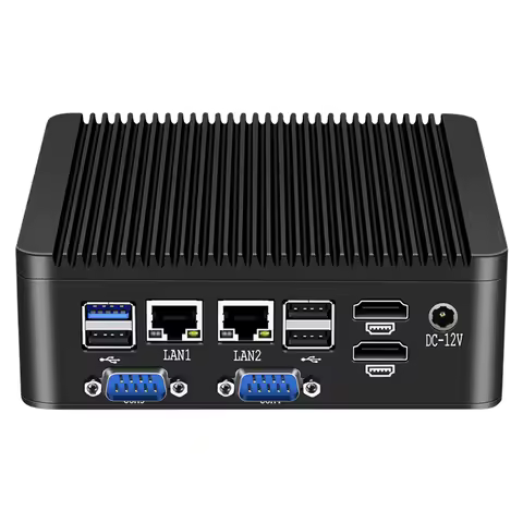 Helorpc Mini PC Barebone Intel Celeron N4000/J5005 Dual HDMI 4×RS232 5×USB3.2 3×USB2.0 M.2 NGFF DDR4