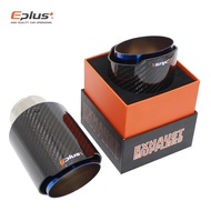 EPLUS Car gloss Carbon fiber Muffler Tip Exhaust System Universal Straight Stainless blue exhaust pipe Mufflers Decorations Multiple Sizes FOR Akrapovic