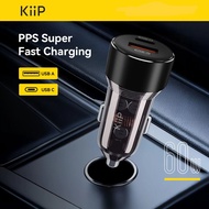KiiP Wireless C15 Car Charger Mobil 60W Type-C+USB Fast Charging