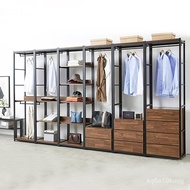 🚓Walk-in Wardrobe FloorloftNordic Iron Hanging Clothes Rack Metal Cloakroom Storage Rack Open