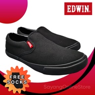 Edwin 2399 BK Kasut Sekolah Hitam Sarung Black School Shoes Slip On Shoe EDWIN