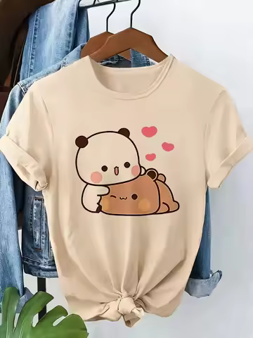 Funny Love Bubu and Dudu Funny Casual Y2k Fashion T-shirt Print Short Sleeve T Shirt Clothing Top Te