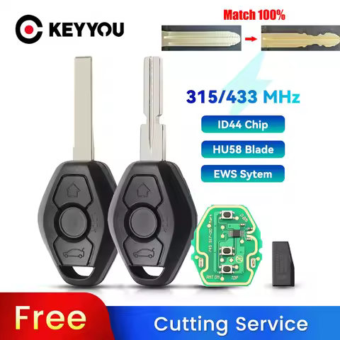 With Cutting CNC Service For BMW EWS System Z1 Z2 Z3 Z5 1 3 5 7 Series 315 Mhz ID44 Chip Smart Remot