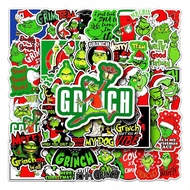 52pcs Cartoon Green Furry Creature Grinch Graffiti Stickers For Luggage, Laptop, Car, Skateboard, Di