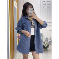 KEMEJA Striped jeans shirt shirt premium quality jeans material oversized shirt alo shirt