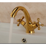 水龙头冷热全铜 欧式仿古龙头 台下盆金色水龙头 面盆复古水龙头