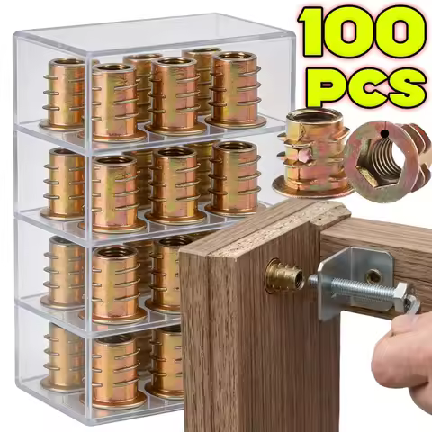 M4 M5 M6 M8 Wood Threaded Insert Nut Hex Socket Head Nut Furniture Headless Screw Bolt Fasteners for