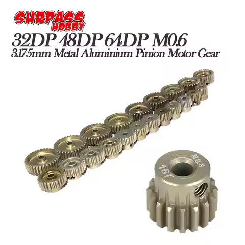5PCS 32DP 48DP 64DP M0.6 3.175mm Metal Aluminium Pinion Motor Gear Set 12T-50T for 1/10 RC Car Truck