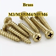 Skru Silang Kepala Bulat Kuningan H68 M3-M6 untuk Perabot & Kayu 【1HZ-MB】