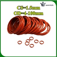 [Queenstyle]QueenstyleRed silicone O-ring sealing ring CS1.5mm*OD4-100mm waterproof ring high temper