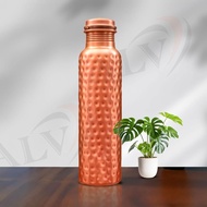 ALV Copper Water Bottle for Drinking, 34 Oz Large Hammered 100% Ayurvedic Premium Pure Copper Bottle