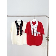 HANABRAND: Dalmatian Shirt (Dalmatian) Oversized Short-Sleeved