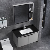 Modern minimalist space aluminum bathroom cabinet set, aluminum alloy washbasin side cabinet, smart 