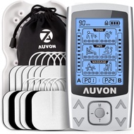 AUVON Dual Channel TENS EMS Unit 24 Modes Muscle Stimulator for Pain Relief, Rechargeable TENS Machi