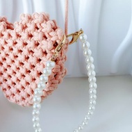 手工編織Macramé心形單肩袋手機包包 編織包包