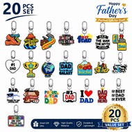 20PCS Dad Keychain Gift Set Bulk Father Day Gift for Dad Best Dad Ever Cute Keychains #1 Dad Party F