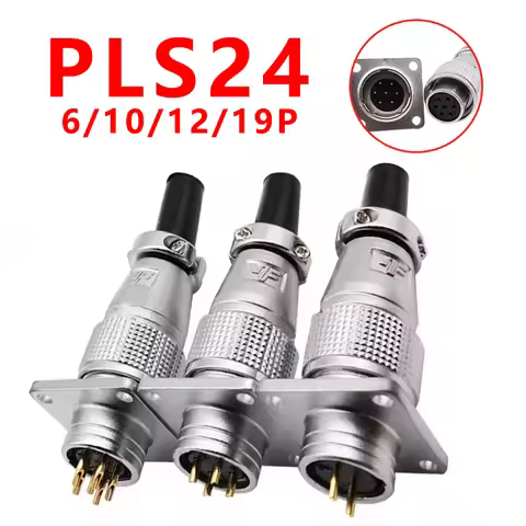 PLS24 WS24 Circular Metal Aviation Socket Plug Wire Female Male Connector M24 Threaded Coupling Pane