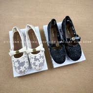 Mesh floral lace flats with tea straps