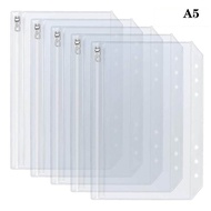 A5 A6 Clear Binder Cash Envelopes with Metal Zipper 6-Hole Punched Binder Pocket for 6-Ring Notebook