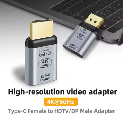 USB-C to HDMI & DP Adapter, 4K@60Hz Audio/Video Converter–USB-C Female to HDMI/DP Male for Mac, Phon
