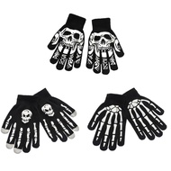 SE Horror Black Gothic Skull Gloves Luminous Warmer Gloves Skeleton Glitter Gloves