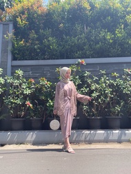 VIRAL!! Kaftan Ikat Wanita SET OUTER BRUKAT Bahan SATIN SILK Mewah Gamis Lebaran Terbaru Syari Kafta