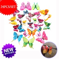 24Pcs Home Decor Butterfly 3D Wall Sticker on the wall for Refrigerator Magnet stickers Room Decoration