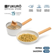 Fukuro Shiro Ceramic Non-Stick Cookware Set - Fry Pan (26cm) + Saucepan (18cm)