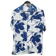 เสื้อฮาวาย ลายดอกใหญ่ น้ำเงิน ผ้านิ่ม JLW BRAND มีไซส์ M L XL Oversize อก40-52นิ้ว