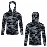 เสื้อตกปลา WOLF เสื้อกีฬา มีฮู้ด กลางแจ้ง ผ้า ICE DRY ไม่ร้อน กัน UV 95% ลายพราง ตกปลา กันแดด