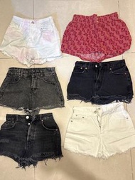 Zara A&F shorts 白色 黑色 灰色 短褲