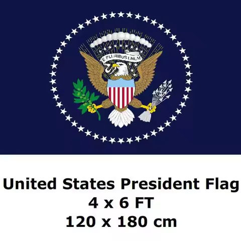 Presidential Seal Flag 4` x 6` FT 21x14cm 100D Polyester USA US United States President Flags and Ba