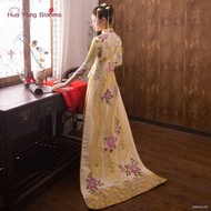 Ninang Dress   Xiuhe clothing 2021 new wedding dress golden Chinese bridal clothing wedding champag
