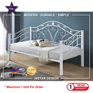 iNSTAR DESIGN ABBY DAY BED SINGLE METAL BED FRAME (WHITE)