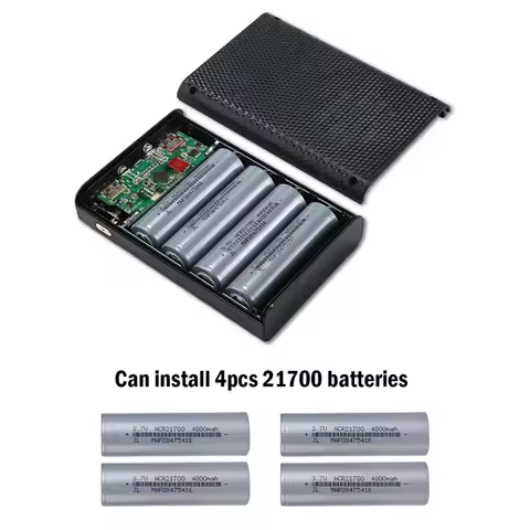 DIY Power Bank 4 x 21700 Battery Box Case Kit QC3.0 PD Fast Charging USB Charger with Display for Sm