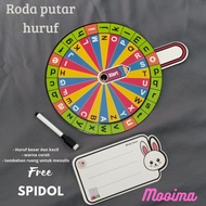 Mainan Edukasi Anak Roda Baca Roda huruf Abjad / belajar membaca suku kata / huruf besar dan kecil