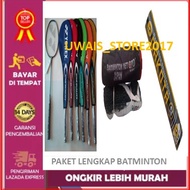 PAKET LENGKAP 2 pcs Raket BADMINTON  Bulu tangkis RAKET YONEX  setengah cover 1 pcs  NET BULUTANGKIS