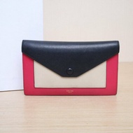 CELINE 拼色牛皮手拿包長款錢包兩用肩背包