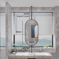 【40x60 ซม】 กระจกห้องน้ำรูปไข่สีทอง / สีดำกระจกแขวนบนและล่างพร้อมแถบอลูมิเนียมที่กำหนดเองกรอบกระจกขนา