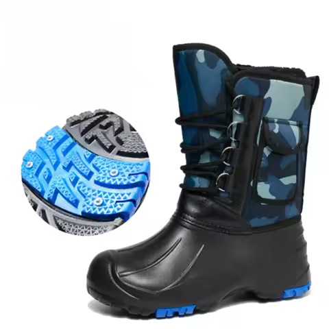 New -45 Degree Winter Camouflage Snow Men Boots Rain Shoes Waterproof with Real Wool Warm Male Casua
