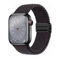 Nylon Braided Loop สายนาฬิกา for apple watch Ultra 2 49mm 9 8 7 45mm 41mm สาย Metal Magnetic นาฬิกา สมาร์ทวอทช์ สายนาฬิกาข้อมือสำหรับ for apple watch 9 8 7 6 5 4 3 SE 44mm 40mm 42mm 38mm สาย