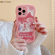 OPPO A97 A77 A57 2022 A56 A55 A55s A53 A33 A32 A31 A9 A5 2020 R17 F11 F9 4G 5G Phone Case Pink Leather Rabbit Bunny Strawberry Painting Graffiti Cute Cartoon Casing Case Cover