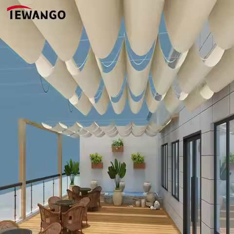 2.5x3m~3x6m 300D Polyester Fabric Waterproof Sliding Canopy Awnings Wave Home Garden Gazebo Pergolas